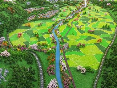 不同沙盤(pán)模型中的綠化景觀(guān)差異